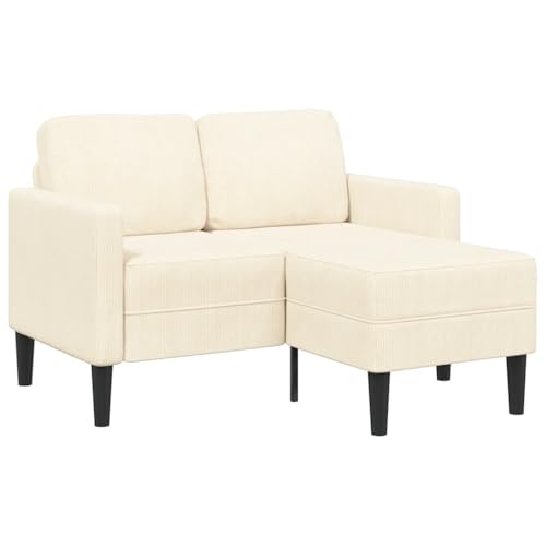 HOMEELIKE 2-Sitzer-Sofa mit Chaiselongue L-Form Creme 125 cm Leinen von HOMEELIKE