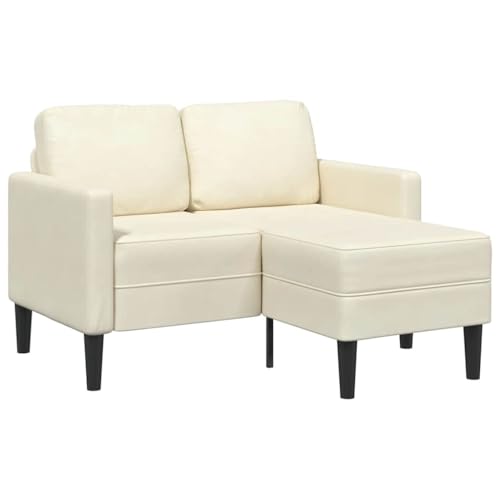 HOMEELIKE 2-Sitzer-Sofa mit Chaiselongue L-Form Creme 125 cm Samt von HOMEELIKE