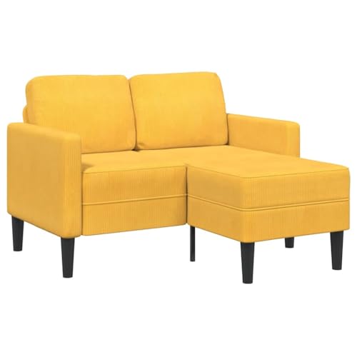 HOMEELIKE 2-Sitzer-Sofa mit Chaiselongue L-Form Hellgelb 125 cm Leinen HOMEELIKE 2-Sitzer-Sofa mit Chaiselongue L-Form Hellgelb 125 cm Leinen von HOMEELIKE