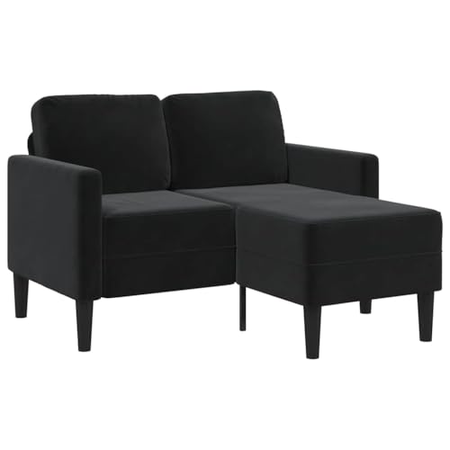 HOMEELIKE 2-Sitzer-Sofa mit Chaiselongue L-Form Schwarz 125 cm Samt von HOMEELIKE