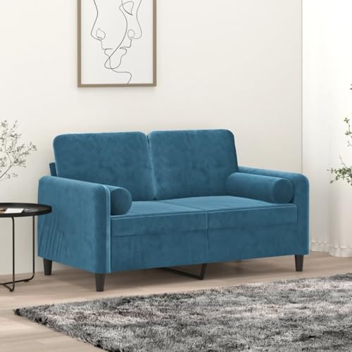HOMEELIKE 2-Sitzer-Sofa mit Zierkissen Blau 120 cm Samt HOMEELIKE 2-Sitzer-Sofa mit Zierkissen Blau 120 cm Samt von HOMEELIKE