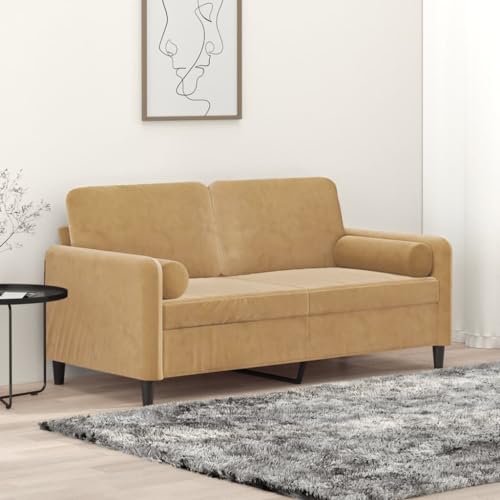 HOMEELIKE 2-Sitzer-Sofa mit Zierkissen Braun 140 cm Samt HOMEELIKE 2-Sitzer-Sofa mit Zierkissen Braun 140 cm Samt von HOMEELIKE