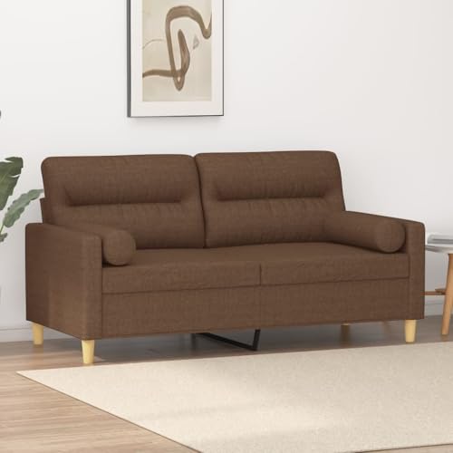 HOMEELIKE 2-Sitzer-Sofa mit Zierkissen Braun 140 cm Stoff HOMEELIKE 2-Sitzer-Sofa mit Zierkissen Braun 140 cm Stoff von HOMEELIKE