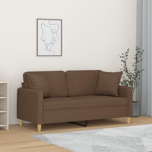 HOMEELIKE 2-Sitzer-Sofa mit Zierkissen Braun 140 cm Stoff HOMEELIKE 2-Sitzer-Sofa mit Zierkissen Braun 140 cm Stoff von HOMEELIKE