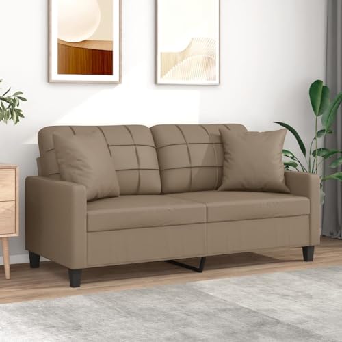HOMEELIKE 2-Sitzer-Sofa mit Zierkissen Cappuccino-Braun 140 cm Kunstleder von HOMEELIKE