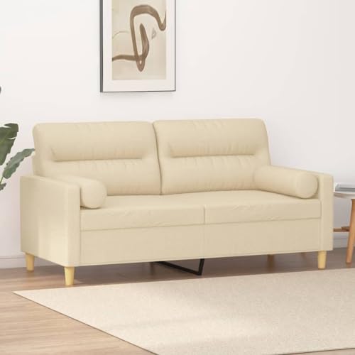 HOMEELIKE 2-Sitzer-Sofa mit Zierkissen Creme 140 cm Stoff von HOMEELIKE