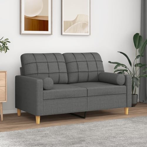 HOMEELIKE 2-Sitzer-Sofa mit Zierkissen Dunkelgrau 120 cm Stoff HOMEELIKE 2-Sitzer-Sofa mit Zierkissen Dunkelgrau 120 cm Stoff von HOMEELIKE