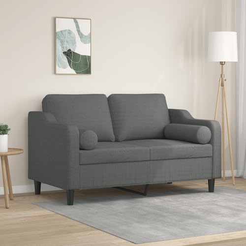 HOMEELIKE 2-Sitzer-Sofa mit Zierkissen Dunkelgrau 120 cm Stoff HOMEELIKE 2-Sitzer-Sofa mit Zierkissen Dunkelgrau 120 cm Stoff von HOMEELIKE