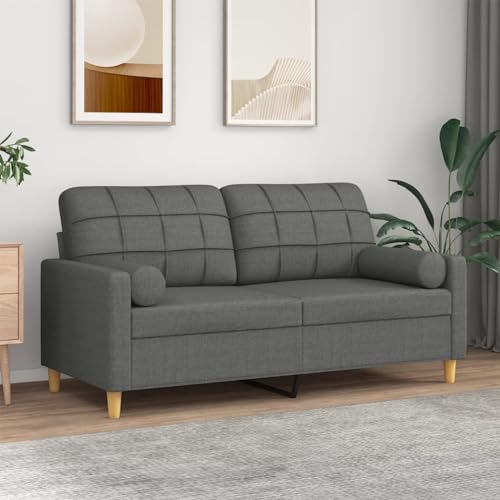 HOMEELIKE 2-Sitzer-Sofa mit Zierkissen Dunkelgrau 140 cm Stoff HOMEELIKE 2-Sitzer-Sofa mit Zierkissen Dunkelgrau 140 cm Stoff von HOMEELIKE