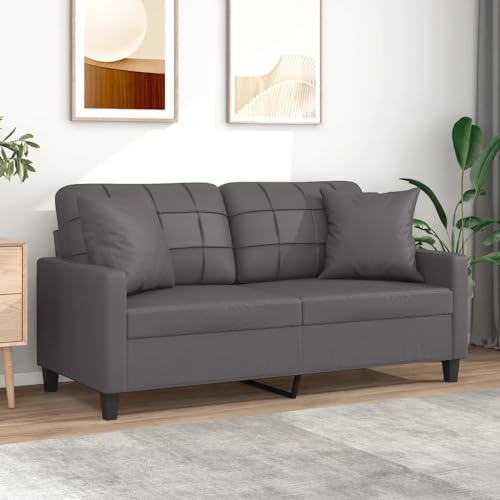 HOMEELIKE 2-Sitzer-Sofa mit Zierkissen Grau 140 cm Kunstleder HOMEELIKE 2-Sitzer-Sofa mit Zierkissen Grau 140 cm Kunstleder von HOMEELIKE