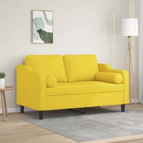 HOMEELIKE 2-Sitzer-Sofa mit Zierkissen Hellgelb 120 cm Stoff von HOMEELIKE
