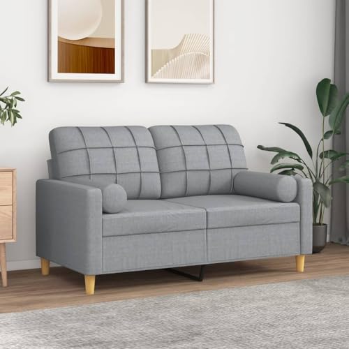 HOMEELIKE 2-Sitzer-Sofa mit Zierkissen Hellgrau 120 cm Stoff von HOMEELIKE