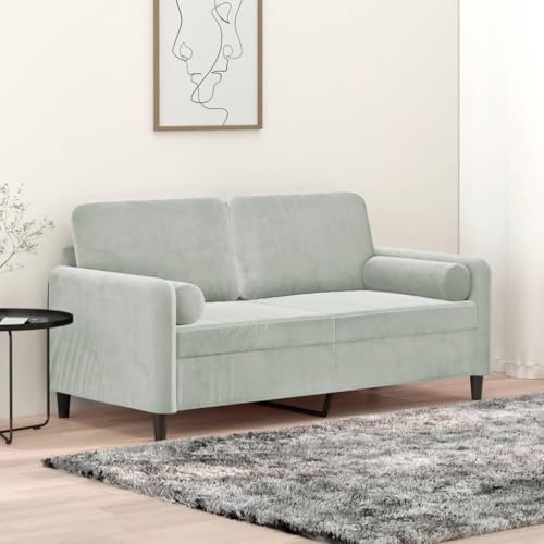 HOMEELIKE 2-Sitzer-Sofa mit Zierkissen Hellgrau 140 cm Samt HOMEELIKE 2-Sitzer-Sofa mit Zierkissen Hellgrau 140 cm Samt von HOMEELIKE