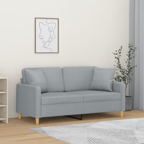 HOMEELIKE 2-Sitzer-Sofa mit Zierkissen Hellgrau 140 cm Stoff HOMEELIKE 2-Sitzer-Sofa mit Zierkissen Hellgrau 140 cm Stoff von HOMEELIKE