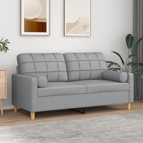 HOMEELIKE 2-Sitzer-Sofa mit Zierkissen Hellgrau 140 cm Stoff HOMEELIKE 2-Sitzer-Sofa mit Zierkissen Hellgrau 140 cm Stoff von HOMEELIKE