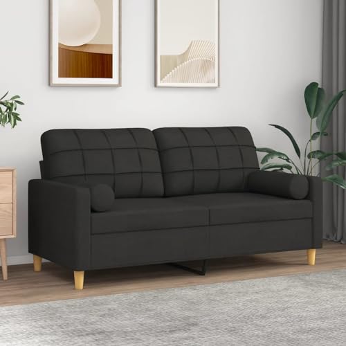 HOMEELIKE 2-Sitzer-Sofa mit Zierkissen Schwarz 140 cm Stoff von HOMEELIKE
