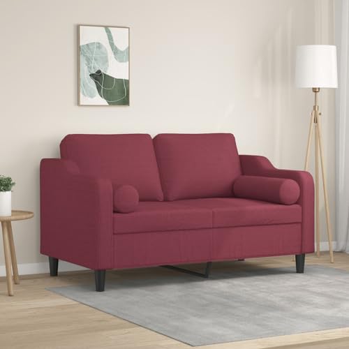 HOMEELIKE 2-Sitzer-Sofa mit Zierkissen Weinrot 120 cm Stoff HOMEELIKE 2-Sitzer-Sofa mit Zierkissen Weinrot 120 cm Stoff von HOMEELIKE