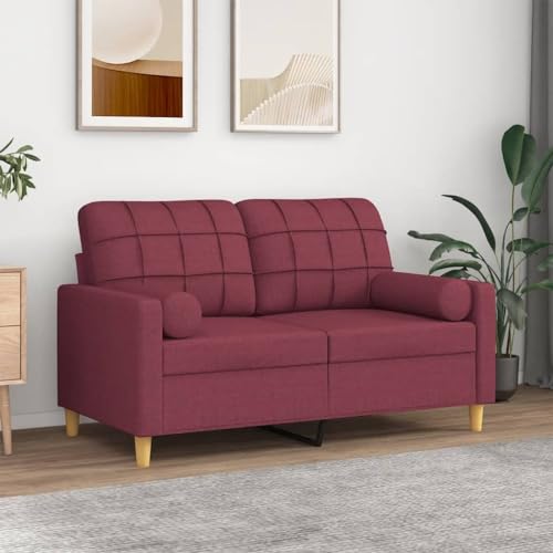 HOMEELIKE 2-Sitzer-Sofa mit Zierkissen Weinrot 120 cm Stoff HOMEELIKE 2-Sitzer-Sofa mit Zierkissen Weinrot 120 cm Stoff von HOMEELIKE