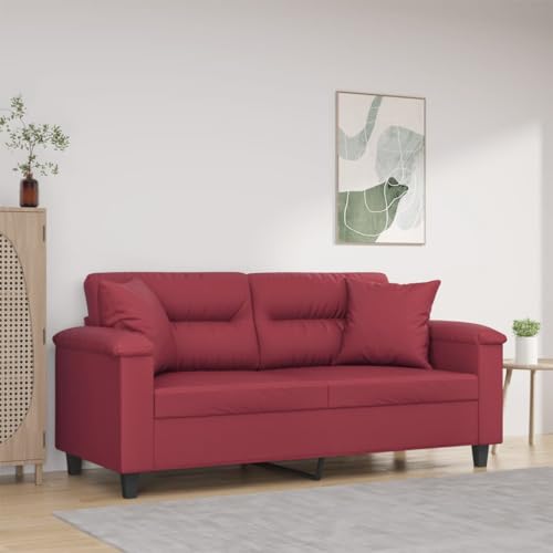 HOMEELIKE 2-Sitzer-Sofa mit Zierkissen Weinrot 140 cm Kunstleder HOMEELIKE 2-Sitzer-Sofa mit Zierkissen Weinrot 140 cm Kunstleder von HOMEELIKE
