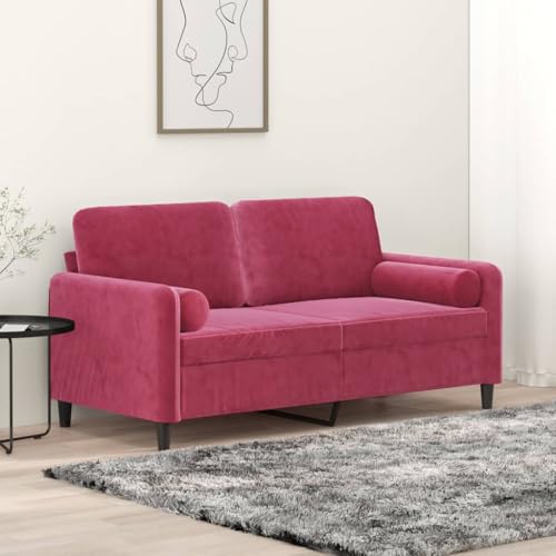 HOMEELIKE 2-Sitzer-Sofa mit Zierkissen Weinrot 140 cm Samt HOMEELIKE 2-Sitzer-Sofa mit Zierkissen Weinrot 140 cm Samt von HOMEELIKE