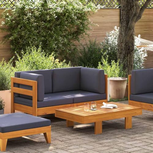 HOMEELIKE 2-TLG. Garten-Lounge-Set mit Dunkelgrauen Kissen Akazienholz von HOMEELIKE