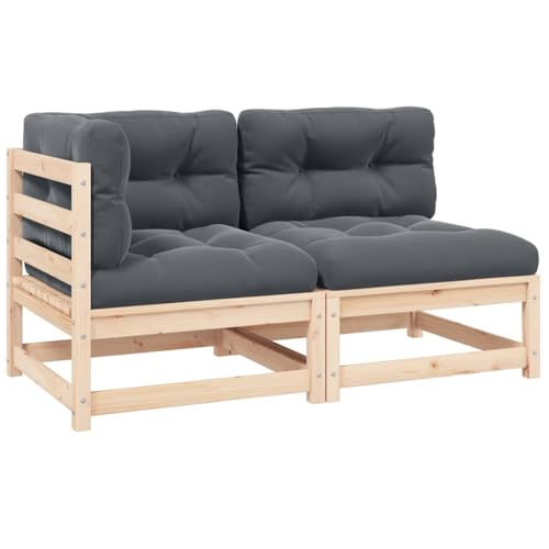 HOMEELIKE 2-TLG. Garten-Lounge-Set mit Kissen Kiefer Massivholz von HOMEELIKE