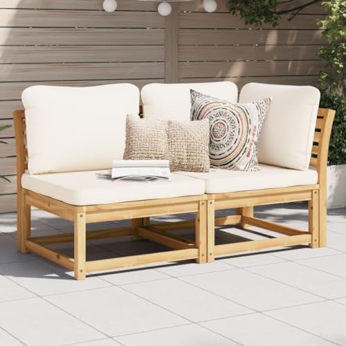 HOMEELIKE 2-TLG. Garten-Lounge-Set mit Kissen Massivholz Akazie von HOMEELIKE