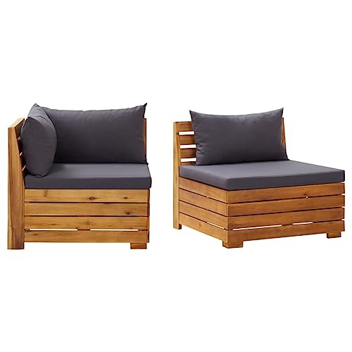 HOMEELIKE 2-TLG. Garten-Lounge-Set mit Kissen Massivholz Akazie von HOMEELIKE