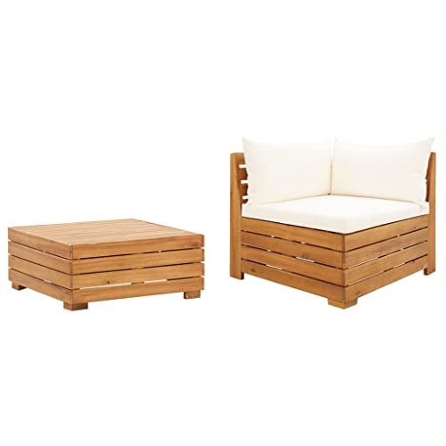 HOMEELIKE 2-TLG. Garten-Lounge-Set mit Kissen Massivholz Akazie von HOMEELIKE