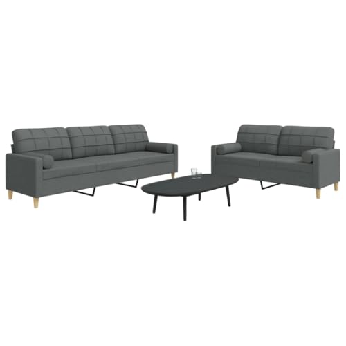 HOMEELIKE 2-TLG. Sofagarnitur mit Dekokissen Dunkelgrau Stoff HOMEELIKE 2-TLG. Sofagarnitur mit Dekokissen Dunkelgrau Stoff von HOMEELIKE