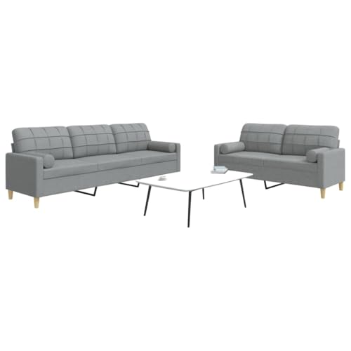 HOMEELIKE 2-TLG. Sofagarnitur mit Dekokissen Hellgrau Stoff HOMEELIKE 2-TLG. Sofagarnitur mit Dekokissen Hellgrau Stoff von HOMEELIKE