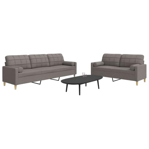 HOMEELIKE 2-TLG. Sofagarnitur mit Dekokissen Taupe Stoff von HOMEELIKE