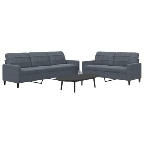 HOMEELIKE 2-TLG. Sofagarnitur mit Kissen Dunkelgrau Samt von HOMEELIKE
