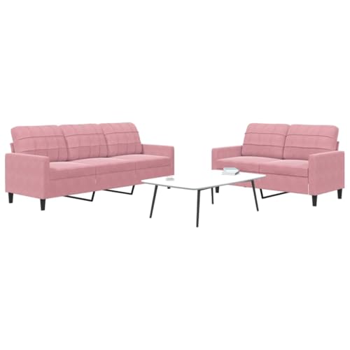 HOMEELIKE 2-TLG. Sofagarnitur mit Kissen Rosa Samt von HOMEELIKE