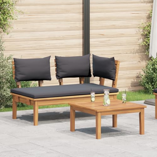 HOMEELIKE 2-teiliges Gartenbank-Set aus massivem Teakholz von HOMEELIKE