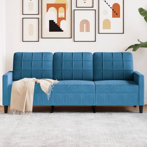 HOMEELIKE 3-Sitzer-Sofa Blau 180 cm Samt von HOMEELIKE