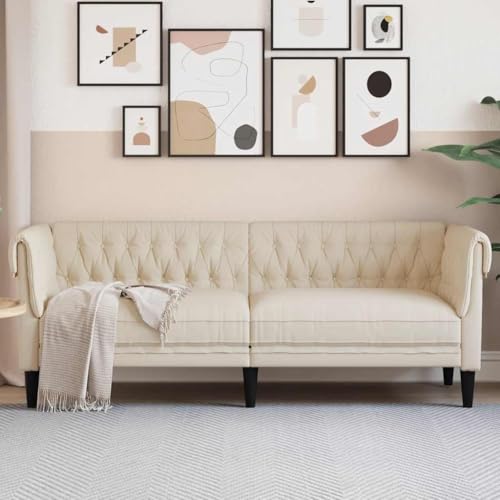 HOMEELIKE 3-Sitzer-Sofa Chesterfield Leinen von HOMEELIKE