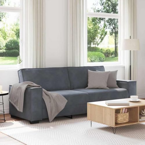 HOMEELIKE 3-Sitzer-Sofa Dunkelgrau 180 cm Samt von HOMEELIKE