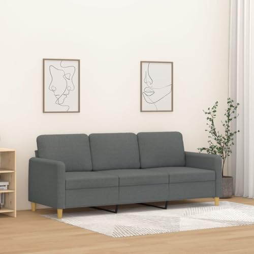 HOMEELIKE 3-Sitzer-Sofa Dunkelgrau 180 cm Stoff von HOMEELIKE