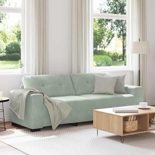 HOMEELIKE 3-Sitzer-Sofa Hellgrau 180 cm Samt von HOMEELIKE