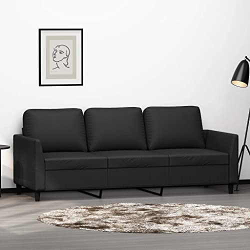 HOMEELIKE 3-Sitzer-Sofa Schwarz 180 cm Kunstleder HOMEELIKE 3-Sitzer-Sofa Schwarz 180 cm Kunstleder von HOMEELIKE
