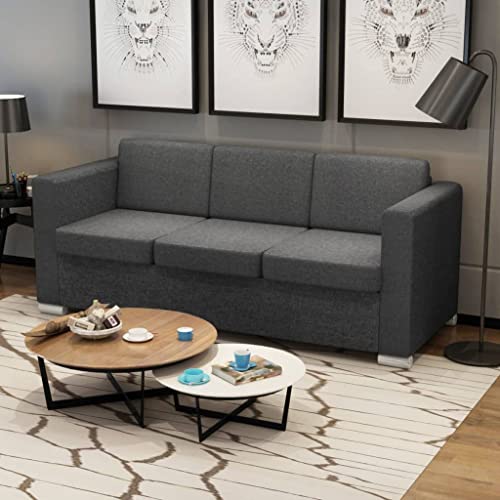 HOMEELIKE 3-Sitzer Sofa Stoff Dunkelgrau von HOMEELIKE