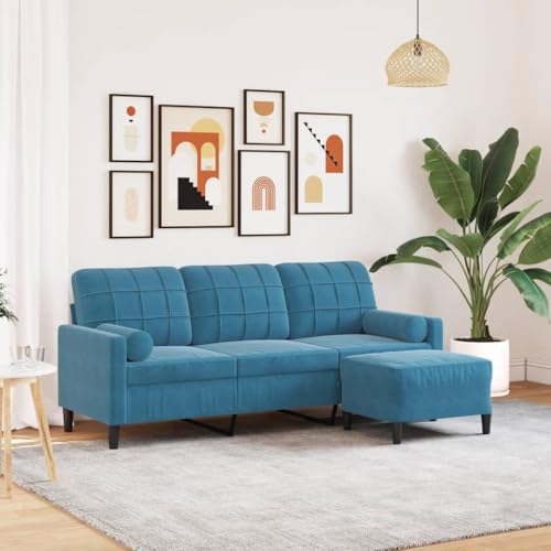 HOMEELIKE 3-Sitzer-Sofa mit Hocker Blau 180 cm Samt HOMEELIKE 3-Sitzer-Sofa mit Hocker Blau 180 cm Samt von HOMEELIKE