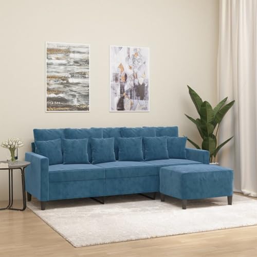 HOMEELIKE 3-Sitzer-Sofa mit Hocker Blau 180 cm Samt HOMEELIKE 3-Sitzer-Sofa mit Hocker Blau 180 cm Samt von HOMEELIKE