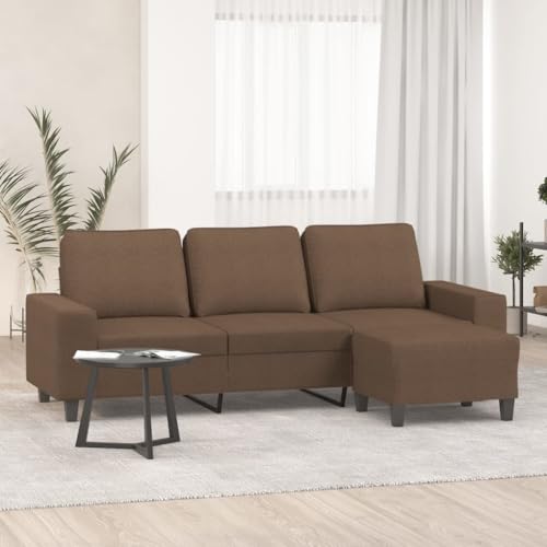 HOMEELIKE 3-Sitzer-Sofa mit Hocker Braun 180 cm Stoff HOMEELIKE 3-Sitzer-Sofa mit Hocker Braun 180 cm Stoff von HOMEELIKE
