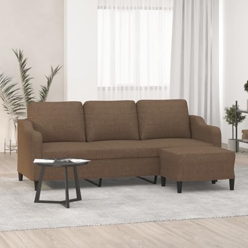 HOMEELIKE 3-Sitzer-Sofa mit Hocker Braun 180 cm Stoff HOMEELIKE 3-Sitzer-Sofa mit Hocker Braun 180 cm Stoff von HOMEELIKE