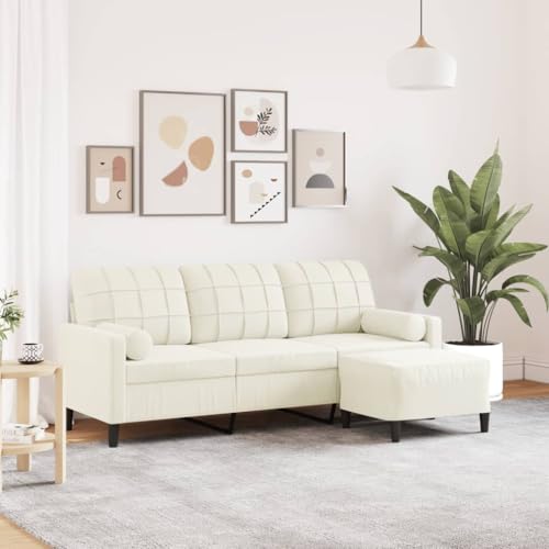 HOMEELIKE 3-Sitzer-Sofa mit Hocker Creme 180 cm Samt HOMEELIKE 3-Sitzer-Sofa mit Hocker Creme 180 cm Samt von HOMEELIKE