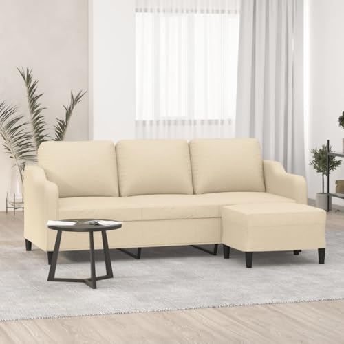 HOMEELIKE 3-Sitzer-Sofa mit Hocker Creme 180 cm Stoff HOMEELIKE 3-Sitzer-Sofa mit Hocker Creme 180 cm Stoff von HOMEELIKE