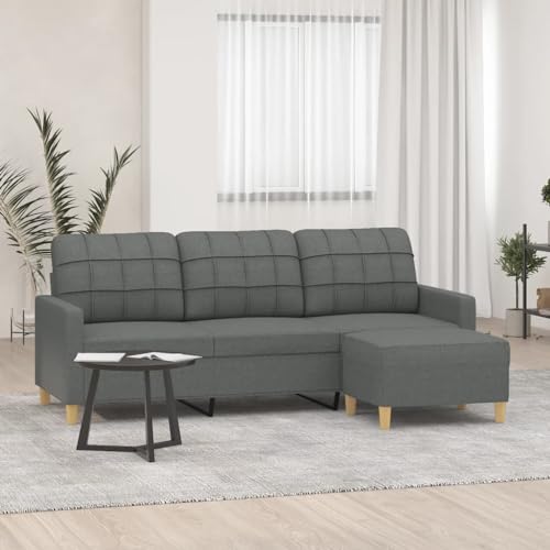 HOMEELIKE 3-Sitzer-Sofa mit Hocker Dunkelgrau 180 cm Stoff von HOMEELIKE