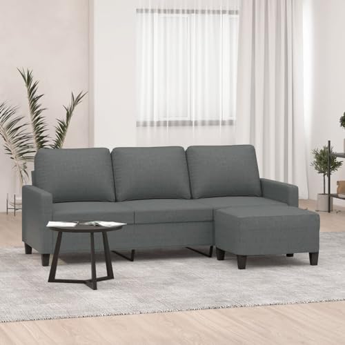HOMEELIKE 3-Sitzer-Sofa mit Hocker Dunkelgrau 180 cm Stoff HOMEELIKE 3-Sitzer-Sofa mit Hocker Dunkelgrau 180 cm Stoff von HOMEELIKE